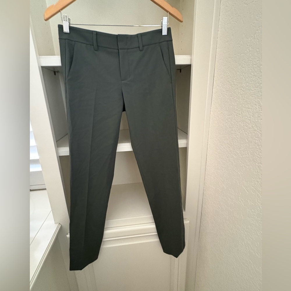 Vince Pants Womens 0 96% Wool  Dress Trouser Workwear Stretch Olive